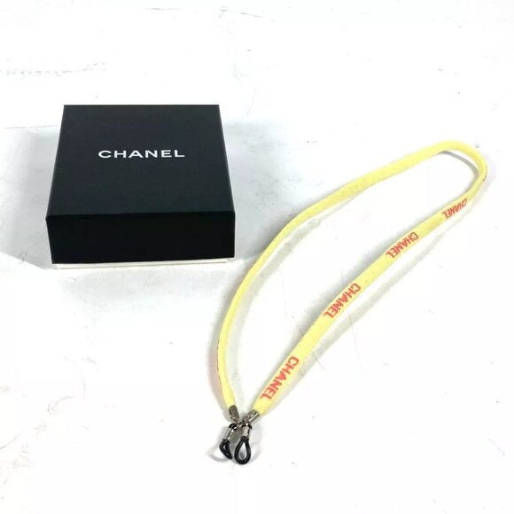 CHANEL Eyewear Sunglasses Glasses 00T glass cord glasses strap Canvas yellow - Picture 9 of 9